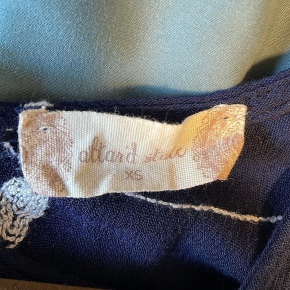 Boho Embroidered Mini Dress XS Bell Navy Swing Loose Classy Altar’d State Hippie - Picture 15 of 16